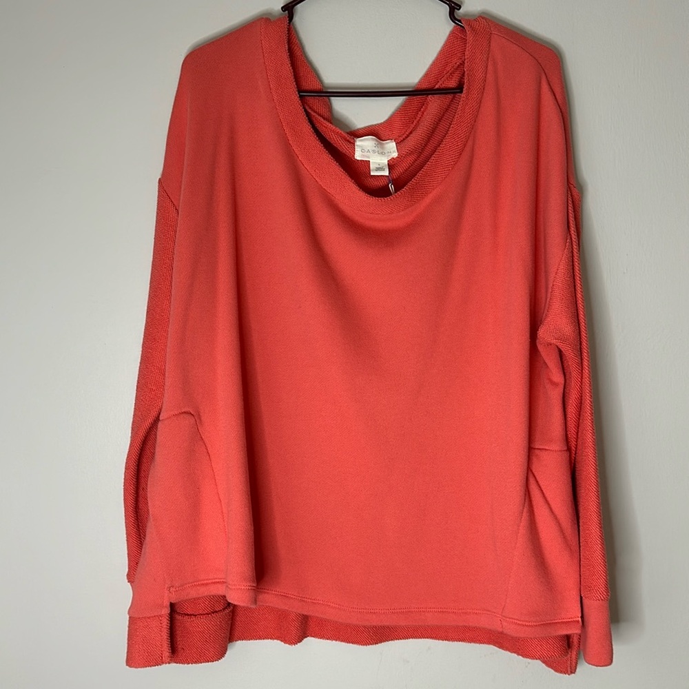 Caslon melon colored sweatshirt size L NWT
